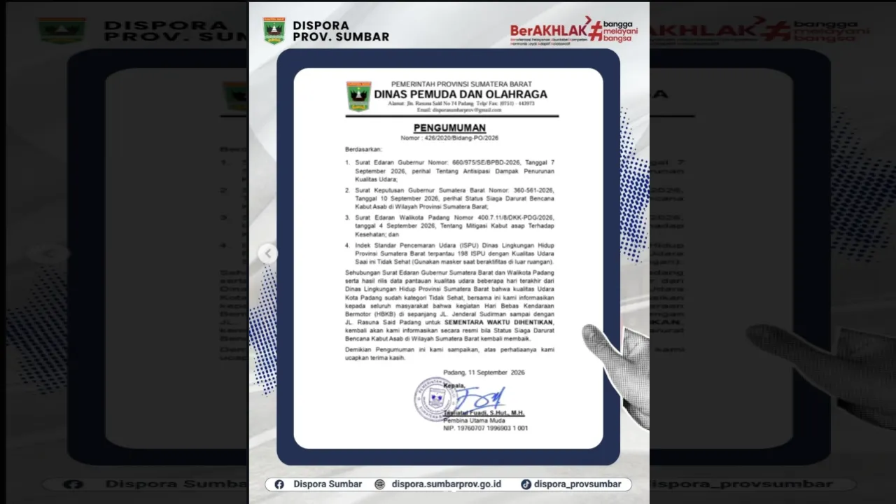 Surat Edaran Dispora Sumbar (sumber: IG Dispora Sumbar)